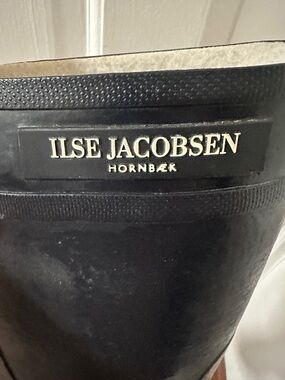 Ilse Jacobsen Black Rubber Logo Rain Boots